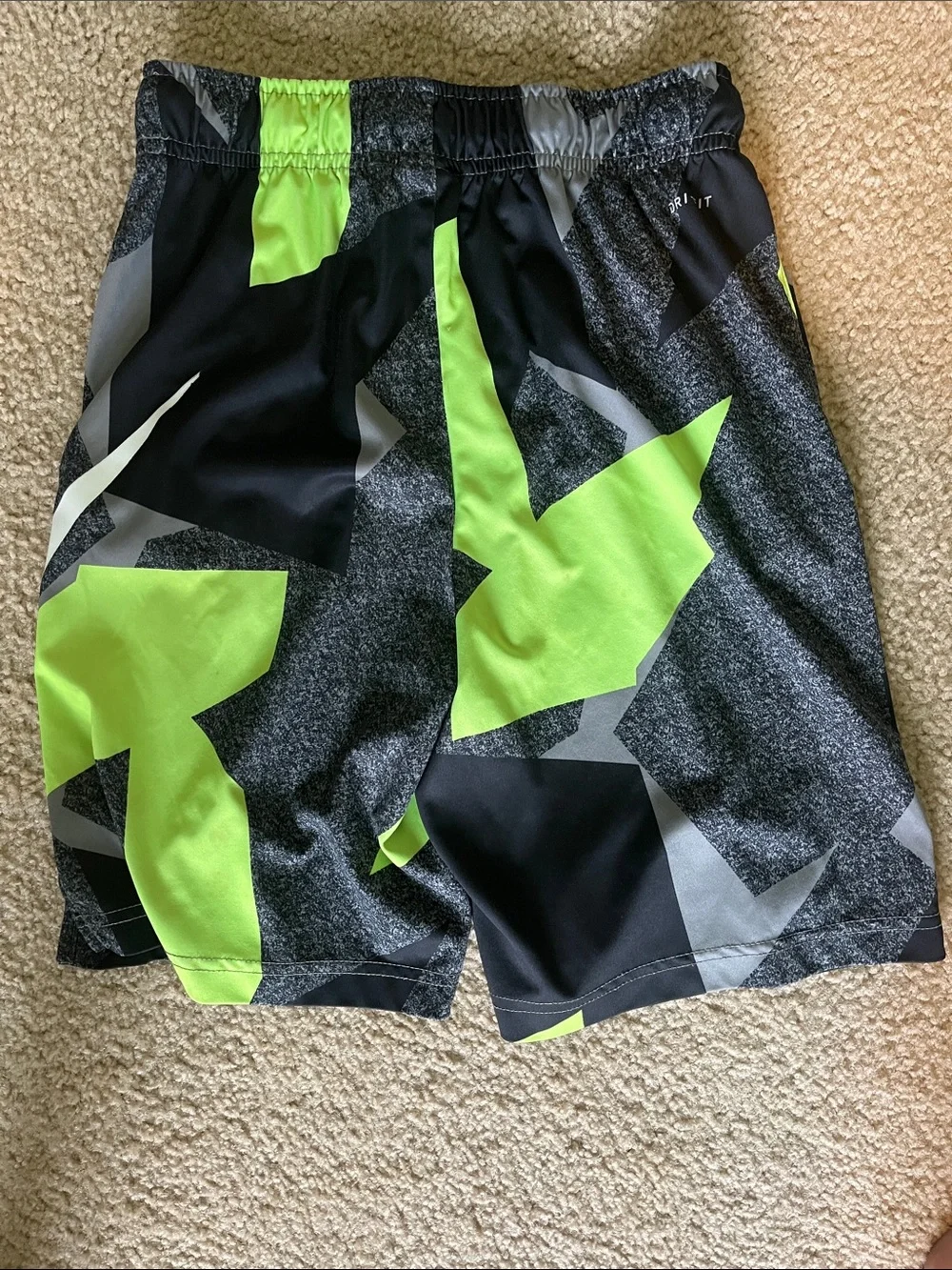 Nike Boys Black, Neon Green & Gray Athletic Shorts comes with free T shirt